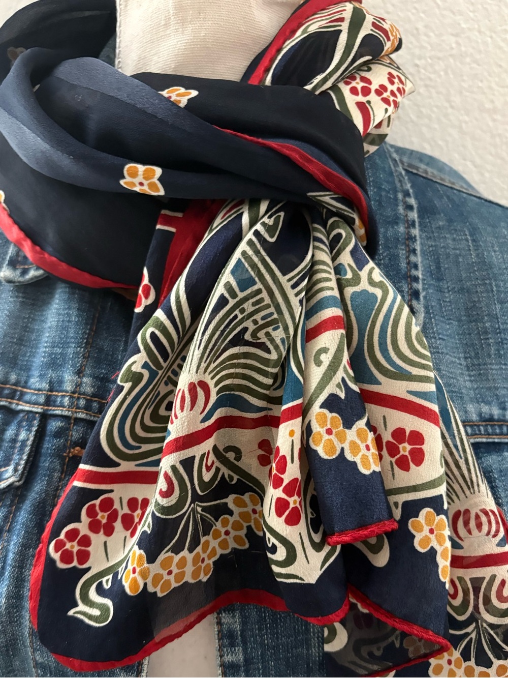 Vintage Liberty of London Silk Scarf Art Nouveau Floral Oblong Scarf Italian Mad - Picture 6 of 15